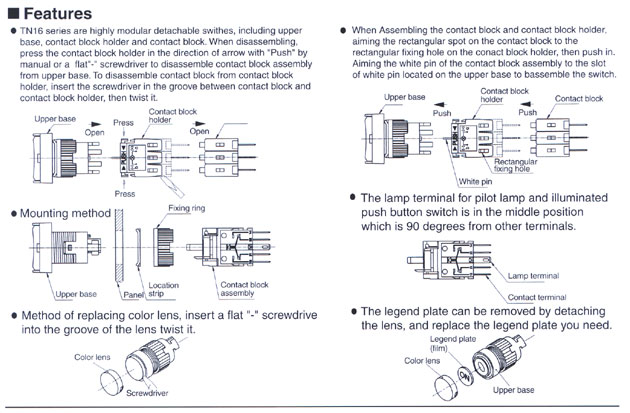 Elproma, Tend 16mm Modular Switch System, Illuminated, Push Button and Key Switches
