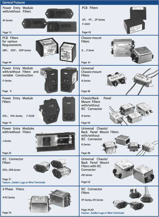 Elproma Electronics Index Corcom RFI Power Line Filters
