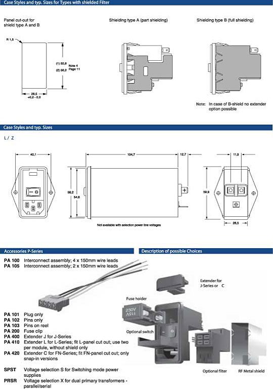 Elproma Electronics Corcom Multifunction-Power-Entry-Module RFI Filters P-Series pag12