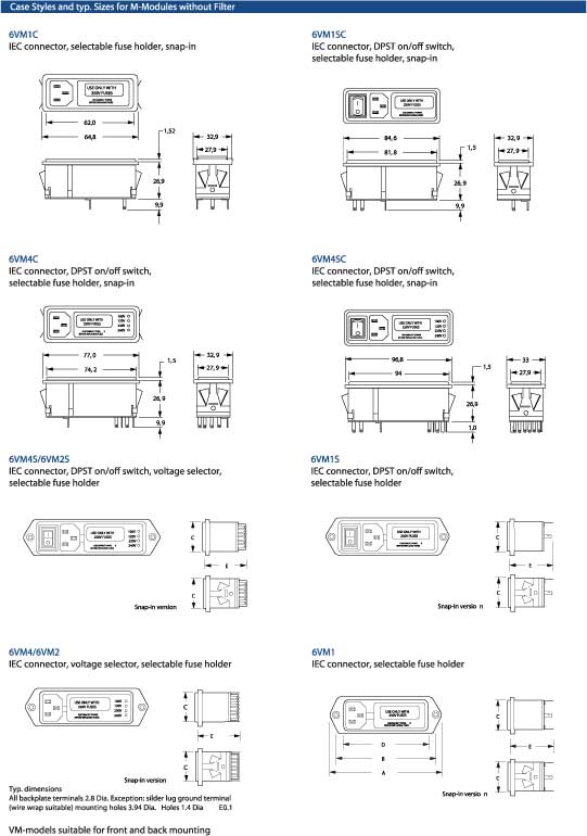 Elproma Electronics Corcom Multifunction-Power-Entry-Module RFI Filters M-Series Pag17