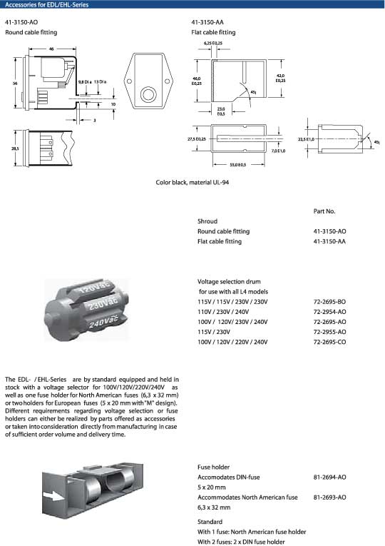 Elproma Electronics Corcom Power Entry Module RFI Filters EDL-, EHL -Series. Pag21
