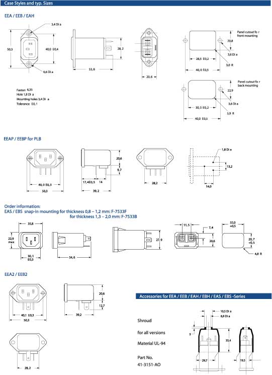 Elproma Electronics Corcom IEC Connector RFI Filters EEA- /EEB -Series. Pag 33