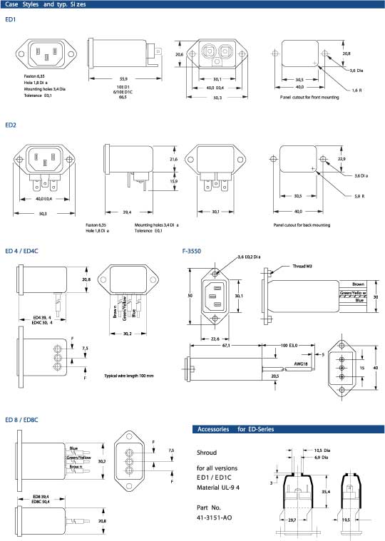 Elproma Electronics Corcom IEC Connector RFIFilters ED-Series Pag 37