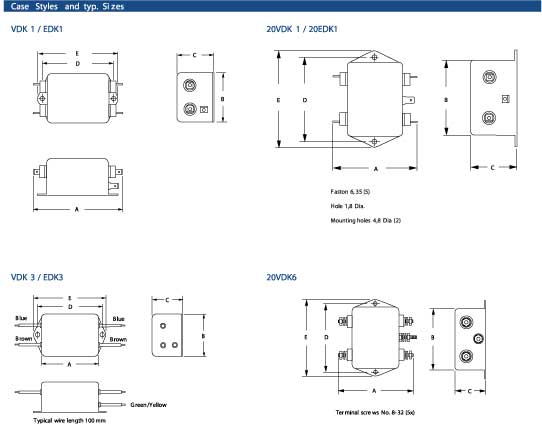 Elproma Electronics Corcom Chassis/Back Panel Mount EMC/RFI Filters with/ without IEC Connector DK-Series Pag53