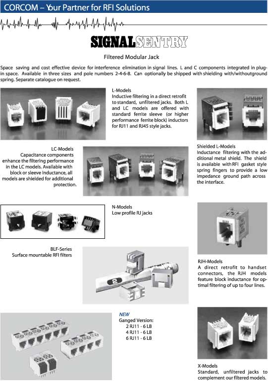 Elproma Electronics Corcom SIGNAL SENTRY SMD RFI filters. BLF-Series Pag 90
