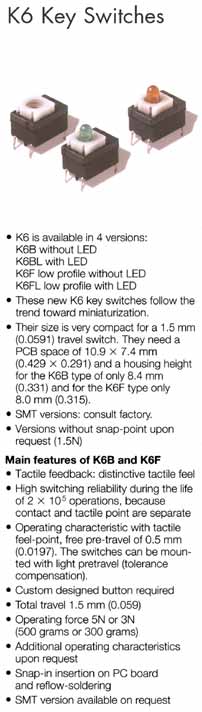 EK6 Key Switches, SK12 Key Switches and D6 Key Switches