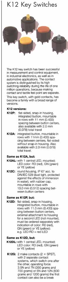 EK6 Key Switches, SK12 Key Switches and D6 Key Switches