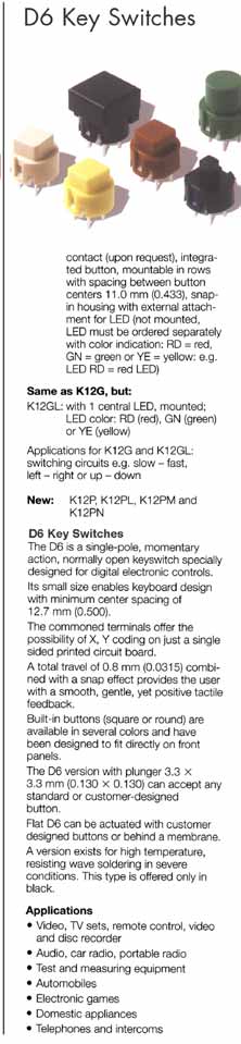 EK6 Key Switches, SK12 Key Switches and D6 Key Switches