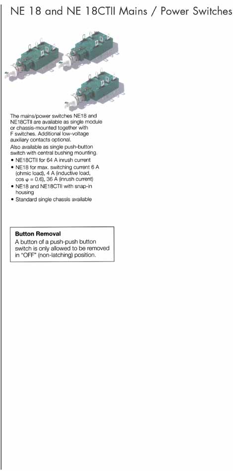 Elproma NE 18 and NE 18CTII Mains / Power Switches
